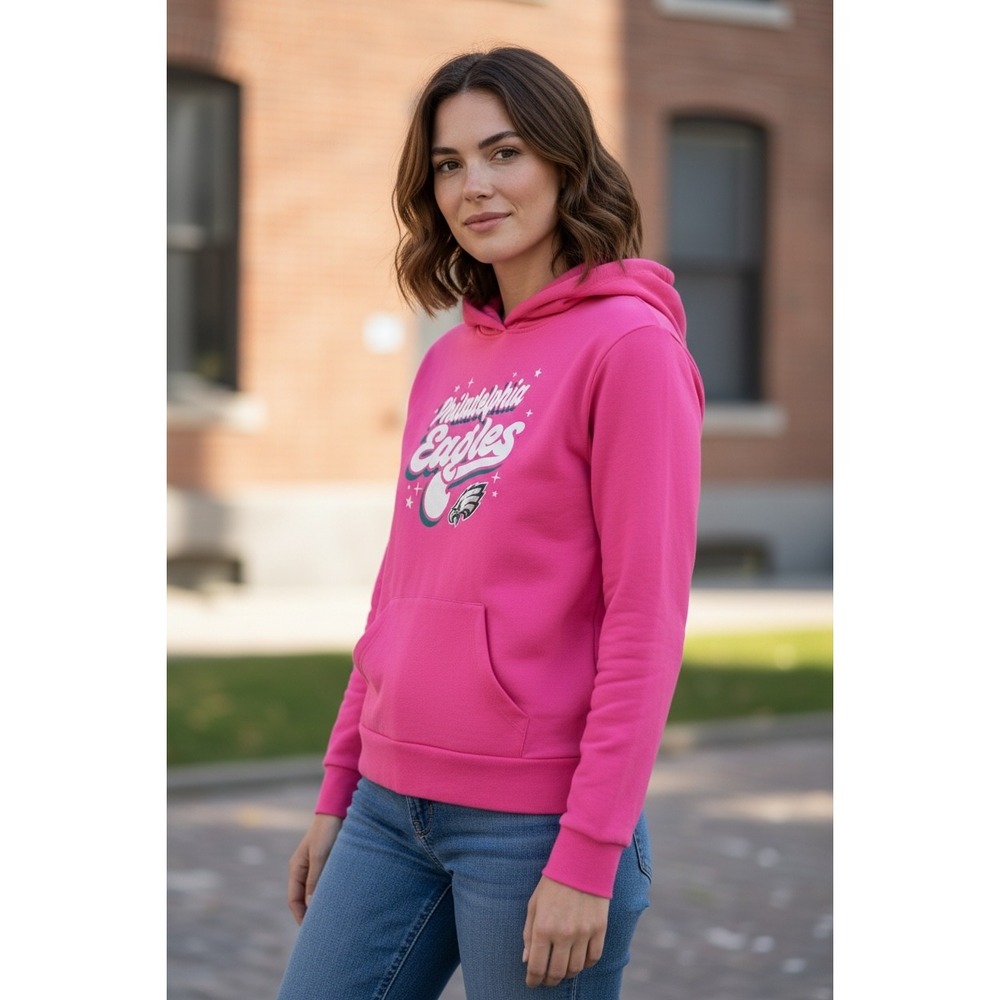 New Era Philadelphia Eagles Pink Hoodie Girls‎ XL 14/16 NFL Football Shirt